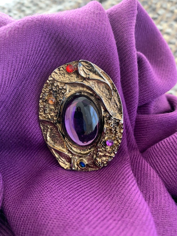 Large purple brooch deals