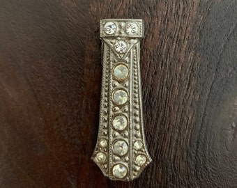 Vintage Stunning Art Deco Diamante Fur Clip  Dress Clip Elegant Rhinestone Crystal Silver Fur clip