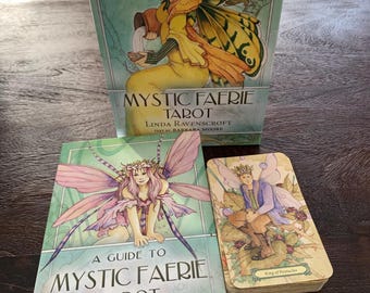 Original Mystic Faerie Tarot Deck with Guidebook in a Gift Box  by Barbara Moore & Linda Ravenscroft