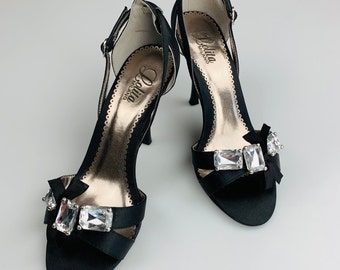 Black Shiny Strass High Heels Damen Schuhe Damen Pumps Stiletto Fersen Lolita Milano Sandalen 38EU US Gr.7 Gr. 5