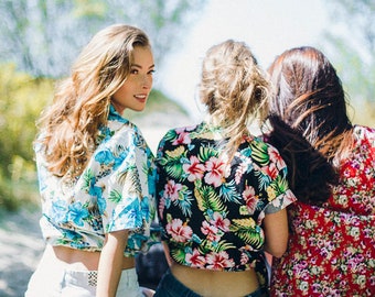 Hawaiian shirt set of 3 Women's or Men's Shirt Red White Black floral Hawaiian shirt Flower print Hawaiian shirts in a gift box