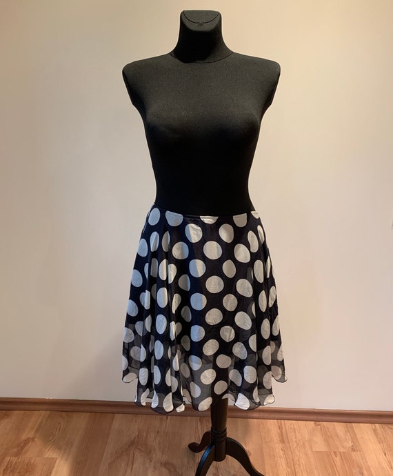 Black and White Polka Dot Vintage Skirt Light Nat… - image 1