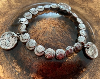 Chunky Metal Stretch Bracelet Elastic Stacking Bracelet Stretchy Bracelet Vintage Gothic Bracelet Silver tone bracelet