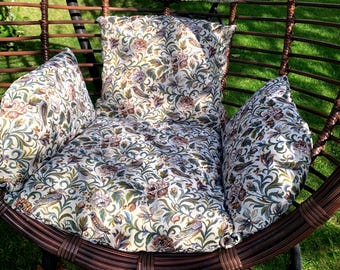 Hanging Egg chair Pillow Woven Tapestry Cushion for Hanging Cocoon Chair Swing Seat Pad with Headrest Floral Pattern Indoor Pillow