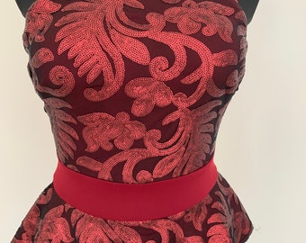 Röd Peplum-stil Aftonklänning Slimmad Bodycon-klänning Kändis Aftonklänning Klubbklänning Dam Festklänning Paljettklänning Midiklänning
