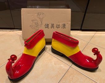 Funny Clown Shoes Costume – Red PU Clown Boots for Halloween, Circus & Cosplay