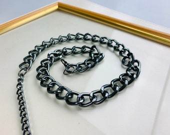 Bold Rock style choker Chunky chain necklace Black metal chain choker Punk Goth Fashion Club Jewelry