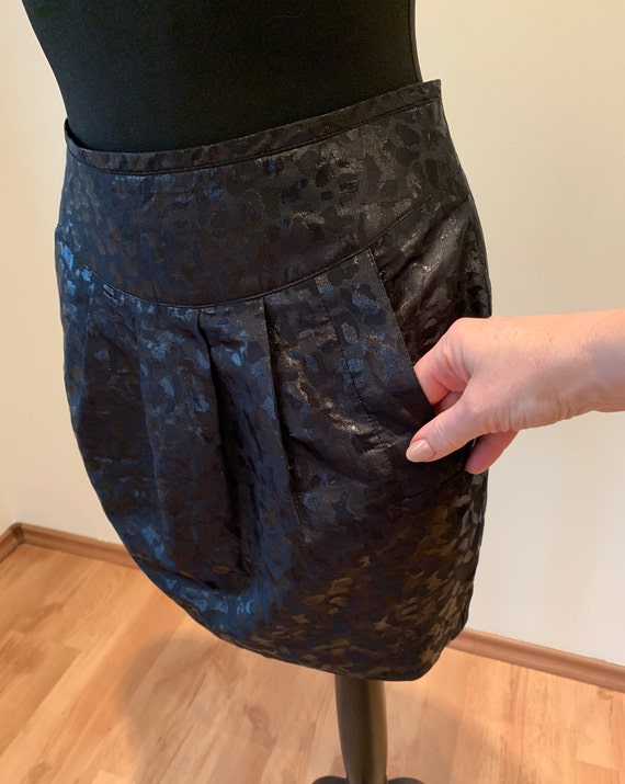 Black mini metallic skirt Cocktail skirt Vintage … - image 6