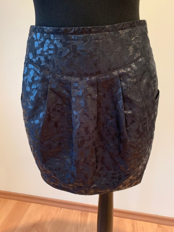 Black mini metallic skirt Cocktail skirt Vintage … - image 3