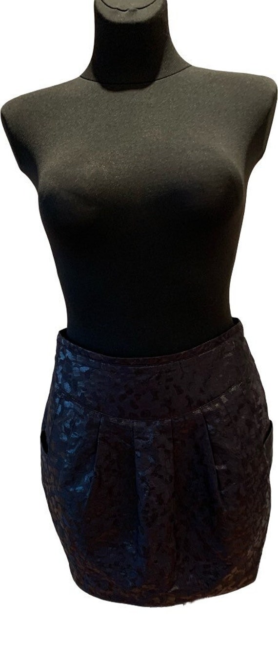 Black mini metallic skirt Cocktail skirt Vintage … - image 2