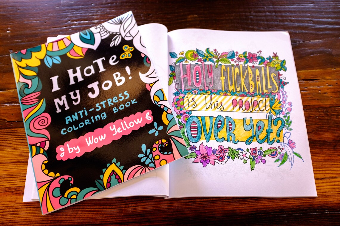 I Hate My Job Digital Coloring Pages, Printable Coloring Book,swear ...