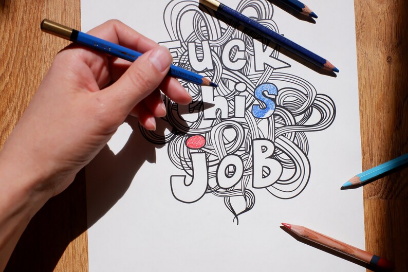 I Hate My Job Digital Coloring Pages, Printable Coloring Book,swear ...