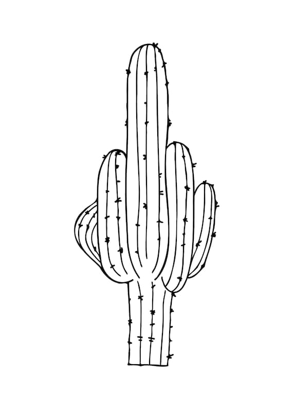 Cactus peyote in form of middle finger obscene gesture sketch