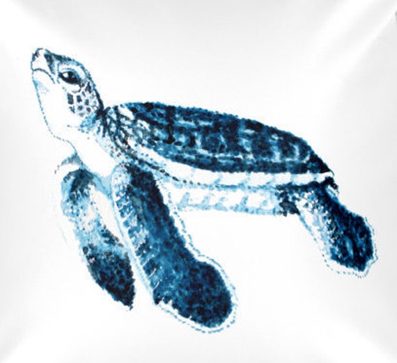 Sea Turtle Decor Pillow Cover Bedding Nursery College Dorm Decorations Sea Turtle Lover Gift Nautical Bedroom Blue White Sham Ocean Animal