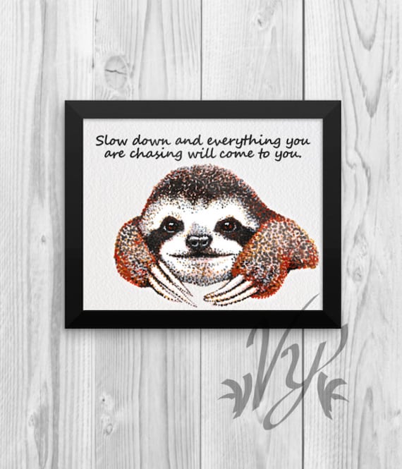 Sloth Print Poster Cute Animal Lover Rain Forest Wall Art Decor Kids Room Study Sleep Decorations Gifts Rainforest Student College Graduate