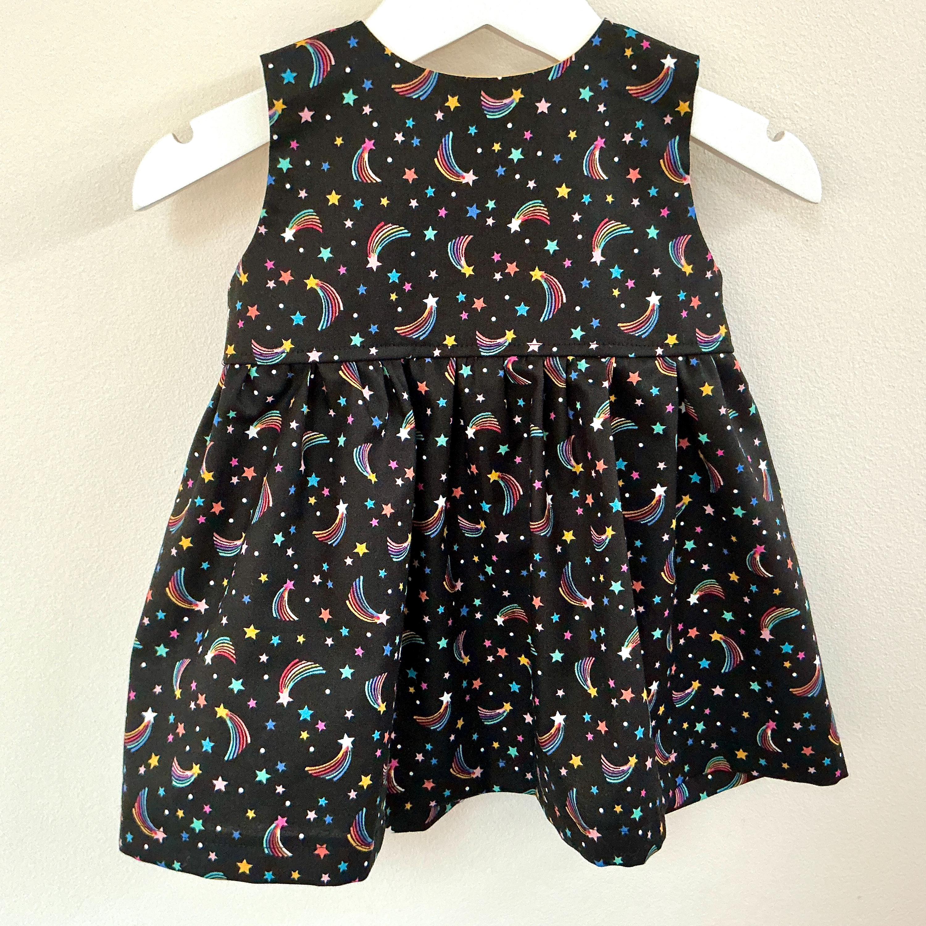 Girls Rainbow Shooting Stars Dress, 100% Cotton Party Dress