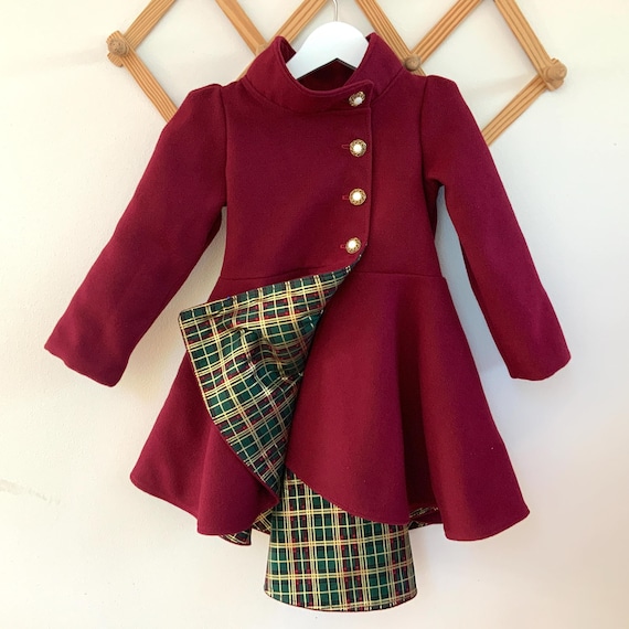 Girls burgundy coat clearance
