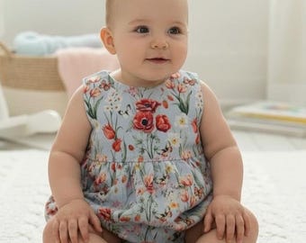 Floral Baby Bubble Romper: Vintage Style Cotton Outfit