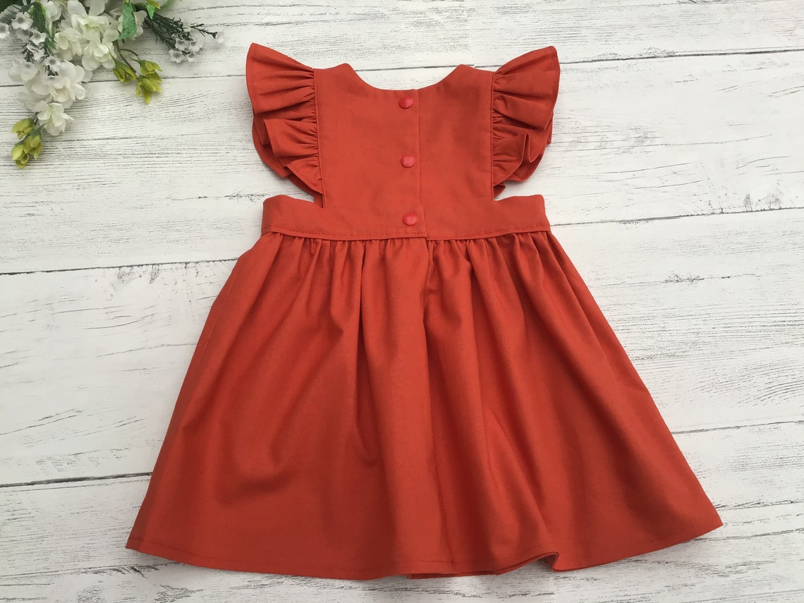 Burnt Orange Pinafore Dress Vintage Style With Flutter - Etsy