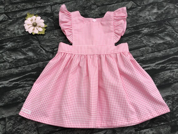 blue gingham pinafore dress
