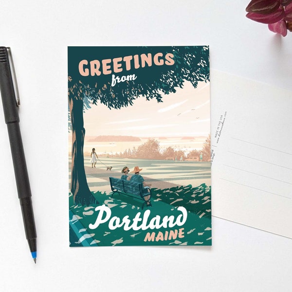 Greetings from Portland, Maine Postcard - Maine Gifts - Maine Souvenirs