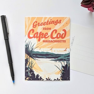 Greetings from Cape Cod, Massachusetts Postcard - Provincetown - Beaches - Sailing