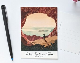 Postal del Parque Nacional de los Arcos - Arco de Partición - Póster de viaje a Utah - Moab - Senderismo