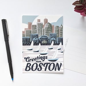 Greetings From Boston Postcard - Boston Harbor - Boston Souvenir