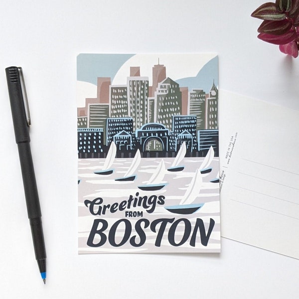 Greetings From Boston Postcard - Boston Harbor - Boston Souvenir