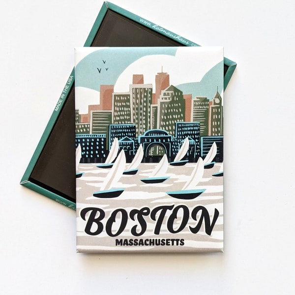 Boston, Massachusetts Magnet - Boston Souvenir - Boston Harbor - Boston Sailing - Fridge Magnet