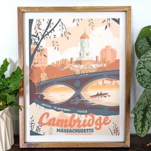 Cambridge, Massachusetts Print - Charles River - Harvard Square - Cambridge Travel Poster