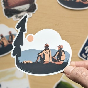 Resting Hikers Sticker - Vinyl Sticker - Gift for Hikers - Hiking - Above Treeline