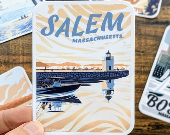 Salem, Massachusetts Sticker - Vinyl Sticker - Salem, MA - Witch City - Derby Wharf