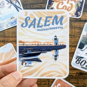 Salem, Massachusetts Sticker - Vinyl Sticker - Salem, MA - Witch City - Derby Wharf