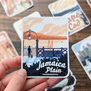 Jamaica Plain, Massachusetts Sticker - Jamaica Pond - Boston Souvenir - Vinyl Sticker