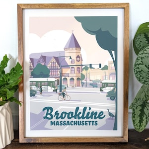 Brookline, Massachusetts Print - Coolidge Corner - Boston - Brookline Travel Poster