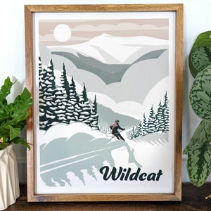 Wildcat Skiing Illustration - Winter - New Hampshire - Travel Poster -