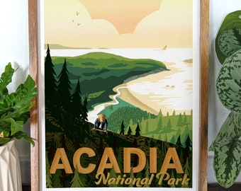 Acadia National Park Illustration - Maine - Hiking