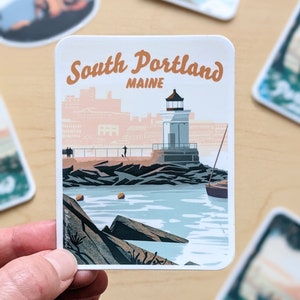 South Portland, Maine Sticker - Bug Light Park - Portland Souvenir - Casco Bay