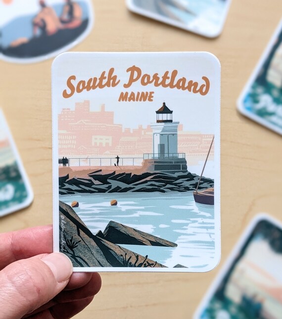South Portland, Maine Sticker - Bug Light Park - Portland Souvenir - Casco Bay