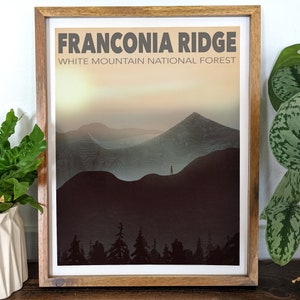 Franconia Ridge Illustration - Hiking - New Hampshire - Travel Poster - 4000 Footers