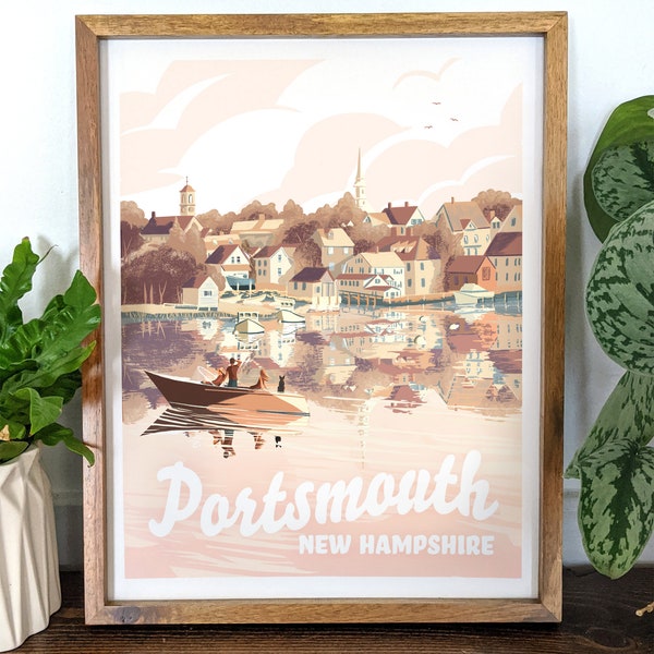 Portsmouth, New Hampshire Illustration - New Hampshire Seacoast - Travel Poster