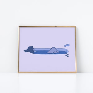 Bath Bomb (Mini Print, 5x7) Self Care, Aesthetic Art, Blue, Bathroom Art, Egirl Tumblr Mood