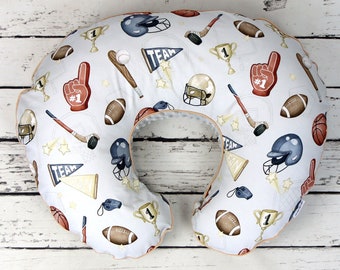 Go Team! Sport Nursing Pillow Cover, All Star Sports Personalized Handmade Nursing Pillow, Cotton Minky Cover With Zipper  | Nuva