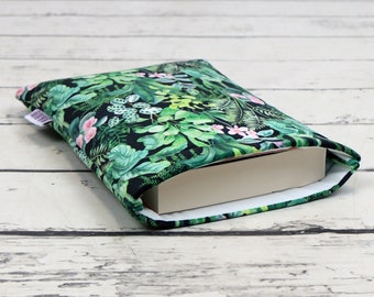 Botanica Book Sleeve, Padded Book Protector, Book Accessories, Velvet Book Pouch, Bookish Gift | Nuva