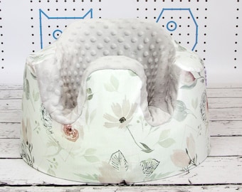 Gray Magnolia Floral Bumbo seat cover, Handmade cover for Floor Seat Bumbo, Fitted bumbo cover | Nuva