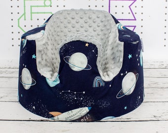 Space Navy Bumbo Seat Cover, Handmade cover for Floor Seat Bumbo, Blast off Fitted Bumbo seat | Nuva