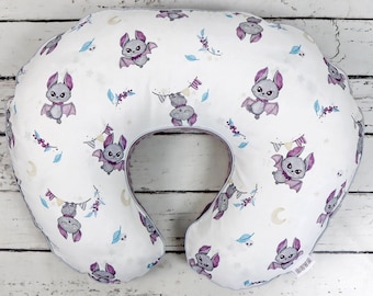 Baby Bats Nursing Pillow Cover: Handmade Cotton Minky, Monogram Option
