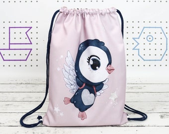 Sac à dos pour bébé Rose Dream Penguins, sac personnalisé pour enfants, sac de sport étanche avec nom, sac pour enfant d'âge préscolaire | Nuva