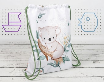 Koala Baby Backpack, Koala Bears and Eucalyptus Custom Kids Bag, Sac de sport étanche avec nom, Sac pour enfant d'âge préscolaire | Nuva